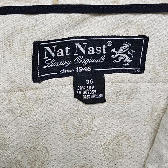 Nat Nast Wheat Color Casual Flat Front Chino Shorts 100% Silk Mens Size 36 - Picture 5 of 8